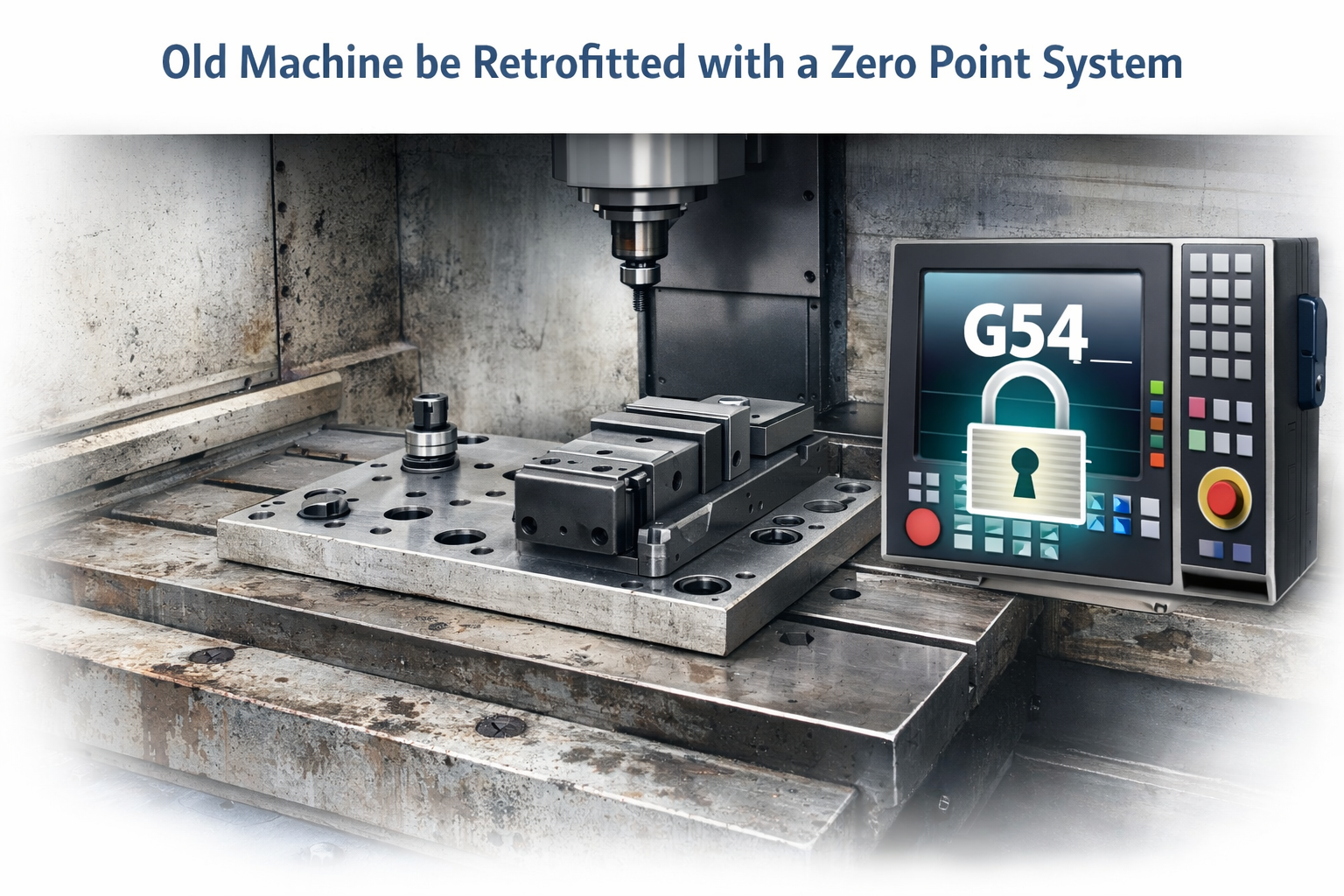 Old Machine Retrofitted with Zero Point Clamping System